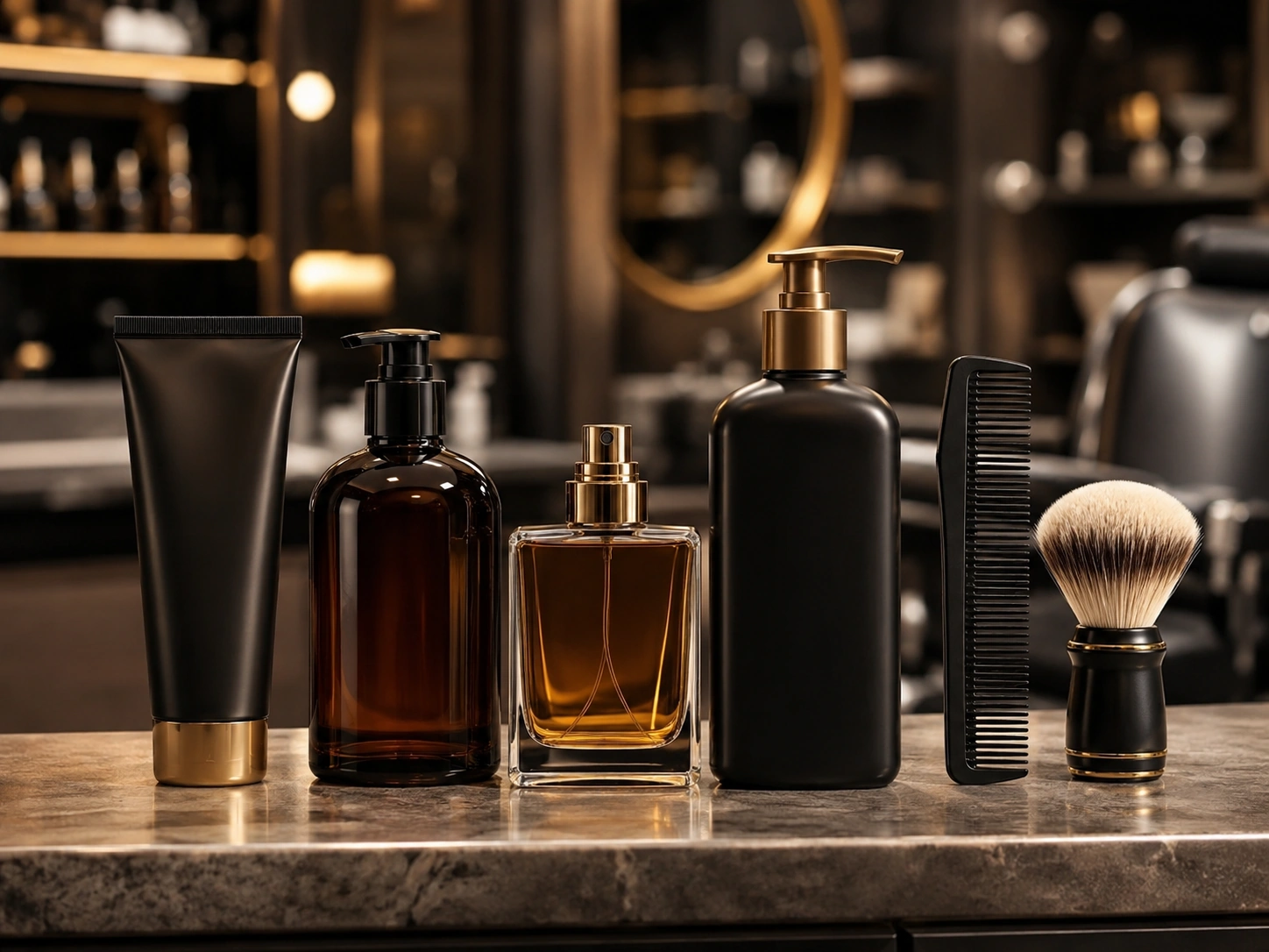Productos de afeitado, cuidado del cabello y accesorios de barbería